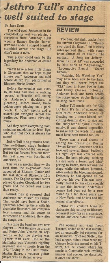 ARTICLE ABOUT Ian Anderson (Jethro Tull) FROM New Musical Express